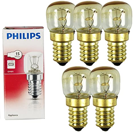 Philips Appliance Oven Bulb 230V E14 SES 57x25 mm 2700K EEK = E [Energy Class E] 5 Pieces 15 Watt