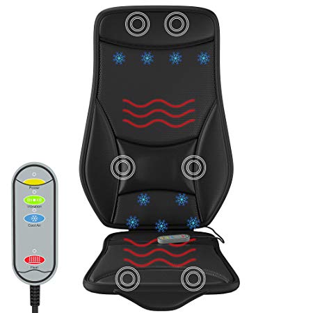 Gideon Car Seat Massager with Heating and Cooling Luxury Seat Cushion Cover Includes 12V Cigarette Lighter Power and Temperature and Message Controller