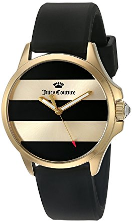 Juicy Couture Women's 'Jetsetter' Quartz Gold-Tone and Silicone Quartz Watch, Color:Black (Model: 1901345)