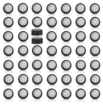 Magnakoys Black 24-400 Continuous Thread Closure Caps for Vials (24-400, Black, 50)