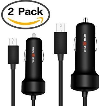 Fast Car Chargers Quickly Charging USB Car Charger Power Adapter with Micro USB Cable for Samsung Galaxy,Nexus,HTC,LG,Motorola,Nokia and More Android Devices (2 Pack)
