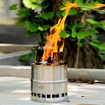 docooler Portable Stainless Steel Lightweight Wood Stove Solidified Alcohol Stove Outdoor Cooking Picnic BBQ Camping