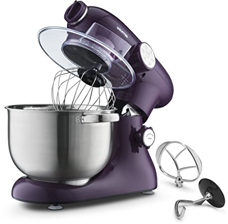 Gourmia EP700 7-Quart 6 Speed Stand Mixer, Planetery Action with Stainless Steel Bowl (Purple)- Includes Free Recipe Book