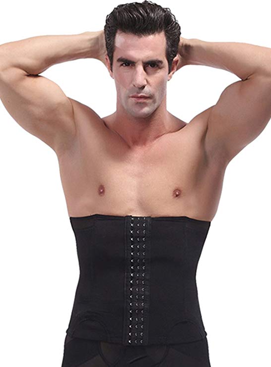 Panegy Mens Corset Tummy Control Steel Boned Waist Trainer Trimmer Belt