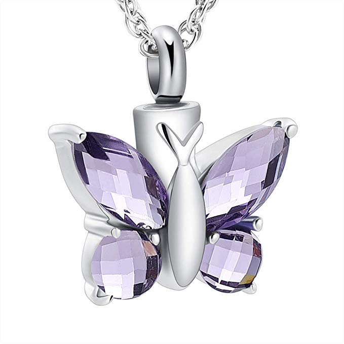 Cremation Jewelry Butterfly Urn Keepsake Pendants Memorial Necklaces for Human Pet Ashes Locket Holder for Women Men