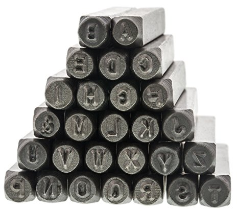 27 Piece Uppercase Gothic Font Alphabet Metal Punch Set - 3mm Characters