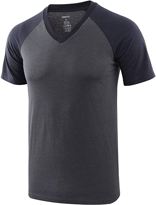 Vetemin Men's Casual Breathable Tagless Active Hiking Baseball V Neck T Shirts