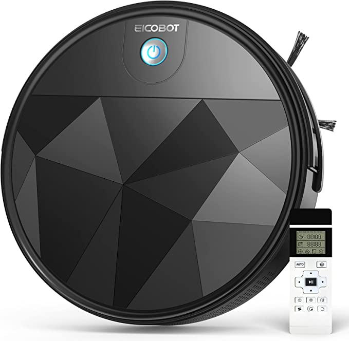 EICOBOT Robot Vacuum Cleaner, Tangle-Free Suction, Quite,Slim, Automatic Self-Charging,550ml Large dustbin,Daily Cleaning Plan,Good for Pet Hair, Hard Floor and Low Pile Carpet,R20 (Black)