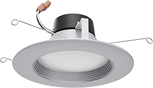 Satco S11836 ColorQuick LED Downlight Retrofit, CCT Color-Selectable 2700K/3000K/3500K/4000K/5000K, 5-6 Inches, Brushed Nickel