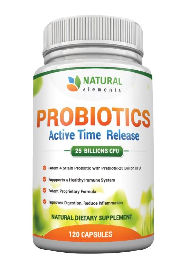 BEST PROBIOTIC SUPPLEMENT Formulated With Prebiotic Strain For Maximum Effectiveness ★120 Daily Veggie Capsules ★ Probiotic for Women & Men - This is the ONLY Probiotic Supplement with Time Release Capsules Utilizing 25 Billion CFU (Lactobacillus, Acidophilus, Bifidobacterium, Fructooligosaccharides) to Ensure Even Probiotic Delivery Throughout the Day & Night for Optimal Intestinal and Digestive System Health.