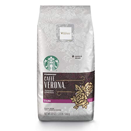 Starbucks Caffe Verona Dark Roast Whole Bean Coffee, 20-Ounce Bag