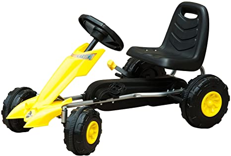 HOMCOM Children Pedal Go Kart Kids Ride On Bike Toy Scooter Manual Racing Rider Yellow