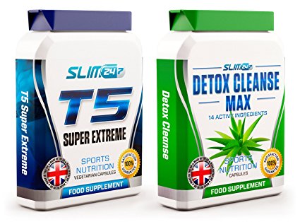 T5 FAT BURNERS x60   DETOX CLEANSE x60 - T5 Super Extreme Max Strength Thermogenic Fat Burner and Colon Cleanse Detox Capsules - Slimming Diet Pills | Suppress Appetite, Boost Metabolism and Increase Energy for Weight Loss