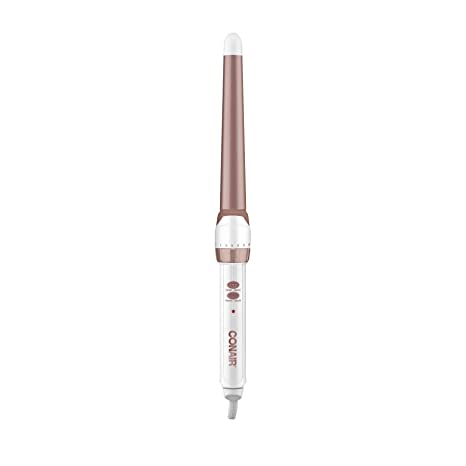 Conair Conair Double Ceramic Curling Wand; 1 1/4-inch To 3/4-inch Tapered Barrel Curling Wand; White / Rose Gold