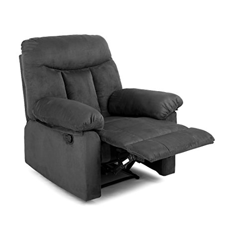 LANGRIA Contemporary Recliner Sofa Chair for Home or Office, 2 Reclining Positions, Ergonomic Armrests/Footrests with Premium Soft Foam Padding and Zippable Covers, Grey
