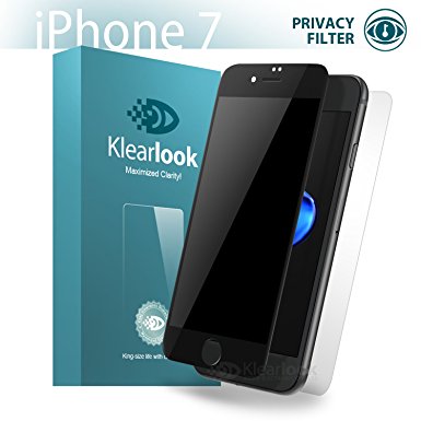 [1 1 Pack] iPhone 7 Premium [9H] Tempered Screen Protector [3D Touch Compatible], Klearlook [Privacy Series] Anti-Spy Filter Featured (Black Frame)   Matte Back Film