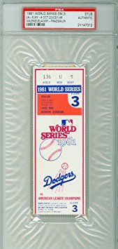 1981 World Series Yankees at Dodgers - Game 3 Ticket Stub LA 5-4 WP Fernando Valenzuela HR Ron Cey PSA/DNA Authentic Oct 23 1981 [Grades clean Near-Mint]