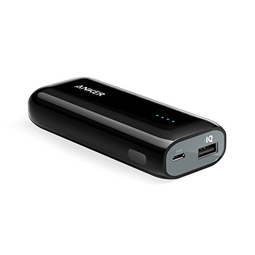 Anker Astro E1 5200mAh Ultra Compact Portable Charger  External Battery Power Bank with PowerIQ Technology for iPhone 6 Plus 5S 5C 5 4S iPad Mini Samsung Galaxy S6 S5 S4 Note Nexus HTC Motorola Nokia PS Vita Gopro more Phones and Tablets Black