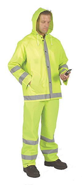 Galeton 8000975-XXL 8000975 Repel Rainwear Reflective 0.35 mm PVC Rain Suit, Lime, XX-Large