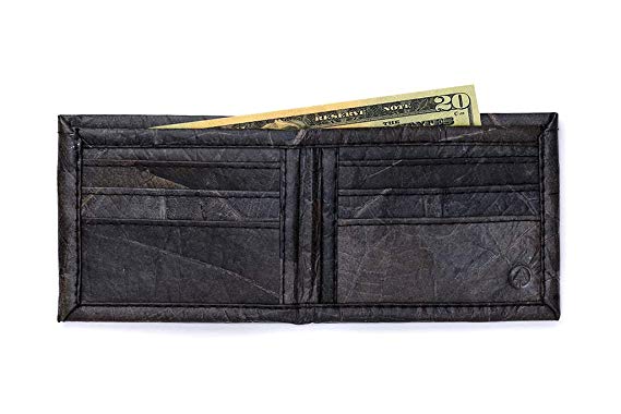 Leaf Leather Bifold Mens Wallet - Color Options, Handmade, Billfold Flip Design