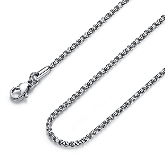 FOSIR 2-4MM Mens Womens Stainless Steel Silver Rolo Cable Chain Necklace 18-36 Inch