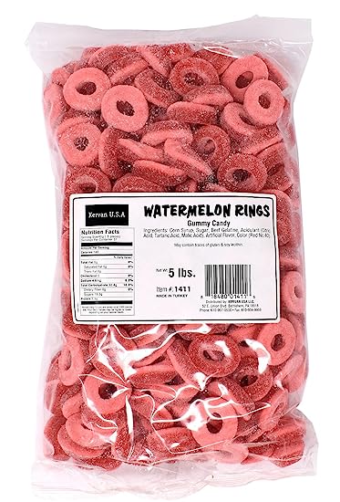 Watermelon Rings Gummy Candy, 5 Lbs