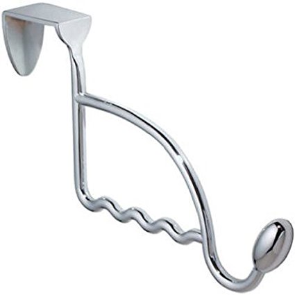 InterDesign Orbinni Over the Door Valet Hook for Coats, Hats, Robes, Towels - 1 Hook, With Slots for Clothes Hangers - Chrome