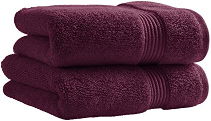 Rivet Classic Supima Cotton Hand Bathroom Towels, Set of 2, Berry