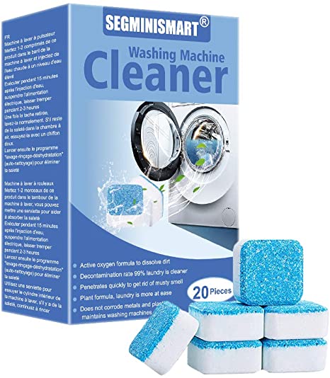 SEGMINISMART Washing Machine Cleaner, Effervescent Tablets, Solid Washer Deep Cleaning Tablet, Washer Cleaner Tablets, Washing Machine Deep Cleaning Remover with Triple Decontamination, 20 Pcs