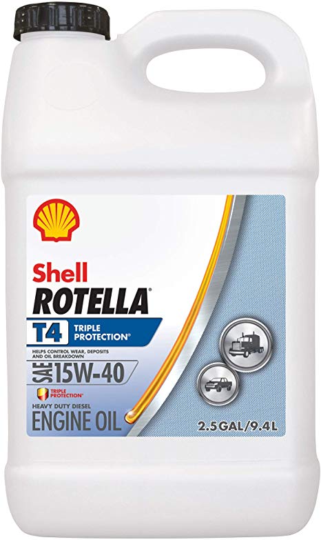 Shell Rotella T4 Triple Protection Conventional 15W-40 Diesel Engine Oil (2.5 Gallon, Single Pack)