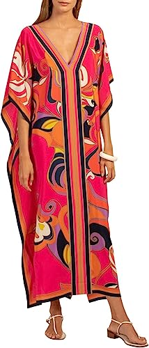 Bsubseach Women Plus Size Kaftan Dress Swimsuit Cover Up Caftan Maxi Beach Dresses