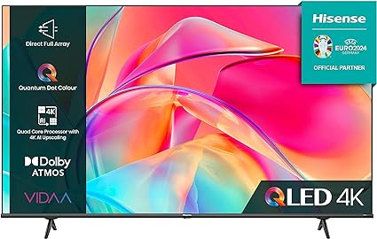 Hisense 43 Inch QLED Smart TV 43E7KQTUK - Quantum Dot Colour, 60Hz VRR, Dolby Vision, Bluetooth&HDMI, Share to TV, VIDAA Smart TV, and Youtube, Freeview Play, Netflix and Disney  (2023 New Model)