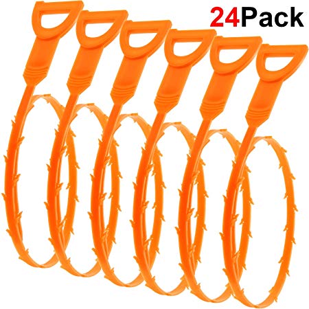 24 Pack Drain Hair Snake Hair Drain Clog Remover, Drain Cleaner and Cleaning Tool, 20 Inch Drain Clean Snake, Drain Relief Cleaner Tool for Sink, Tube Drain Cleaning