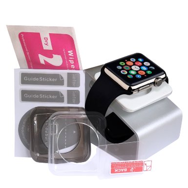 ULTIMATE Apple Watch Accessories Bundle: Apple Watch Stand [Docking Station / Cradle Holder] | Apple Watch Case X2 | FREE Additional Apple Watch Screen Protector. Great Bundle For The New Apple Watch 42mm Edition (42mm)