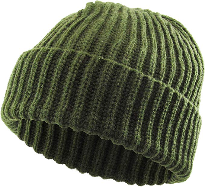 Rollup Classic Warm Winter Fisherman Leon Beanie Hats Acrylic Ribbed Knit Cuff Daily Cap