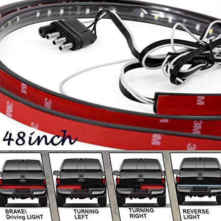Led Tailgate Light, Tinpec 48” White Red Truck Turn Signal Tail Reverse Lights Bar, Universal Trailer Strip LED Bars for For Ford F-150~F-450 Super Duty,Dodge Ram 1500~4500; Chevy Silverado; GMC