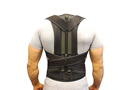 Posture Corrector Back Brace Support Belts for Upper Back Pain Relief, Adjustable Size with Waist Support Wide Straps Comfortable for Men Women (L)