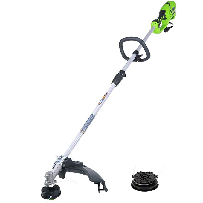 Greenworks 18-Inch 10 Amp Straight Shaft Electric String Trimmer/Edger with Extra Bulk Line 21142