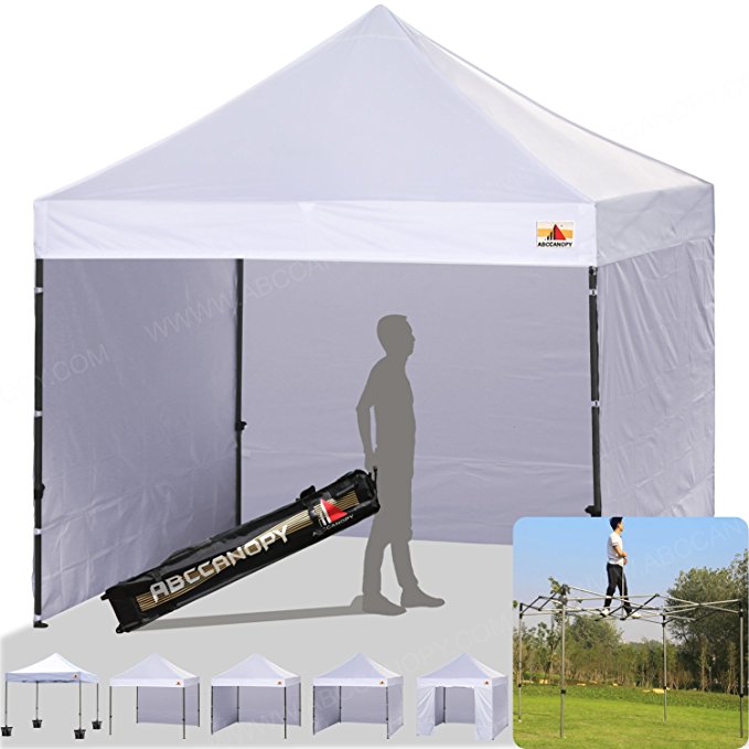 ABCCANOPY (18 colors) 8ft by 8ft Ez Pop up Canopy Tent Commercial Instant Gazebos with 4 Removable Sides and Roller Bag and 4x Weight Bag (white)