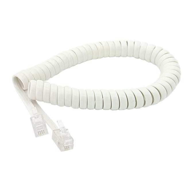 Handset Cord, Telephone Handset Coiled Cable Telephone Spiral Cable 6ft White