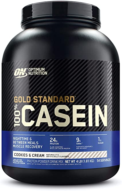 OPTIMUM NUTRITION GOLD STANDARD 100% Micellar Casein Protein Powder, Slow Digesting, Helps Keep You Full, Overnight Muscle Recovery, Cookies and Cream, 1.81 kg