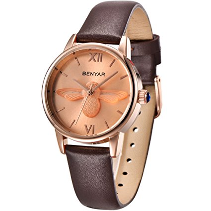 BENYAR Waterproof Cute Bee ladies Watches Leather Strap Business Casual Wrist Watch For Women