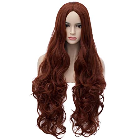 Aosler Women's Auburn Long Wig,32 Inches Wavy Curly Synthetic Hair Wigs - Heat Friendly Cosplay Party Costume Wigs for Halloween