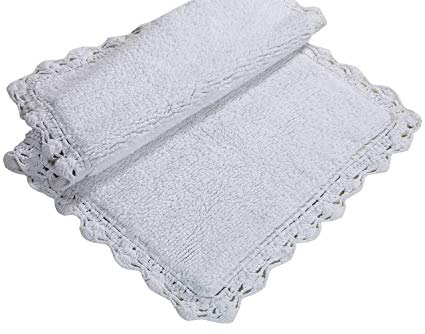 Crochet 2-Piece Bath Rug Set, 21 by 34-Inch and 17 by 24-Inch, White