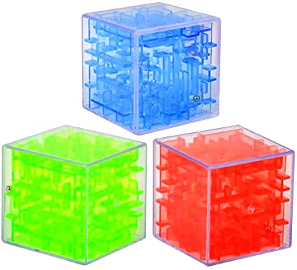 Gamie Puzzle Cube Game, Set of 3, Maze Cube Puzzles for Kids, Mini Fidget Toys and Brain Teasers for Children, Birthday Party Favors, Goodie Bag Fillers, Stocking Stuffers