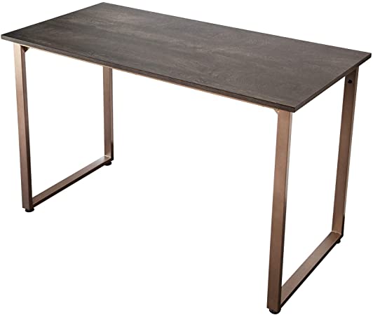 TOPSKY Simple Office Desk 59’’ Heavy Duty 550lbs Study Writing Desk Dinning Table (Espresso Gray Rose Golden)