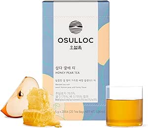 OSULLOC Honey Pear Tea (Sweet Pear & Honey Flavor), Premium Blended Tea from Jeju, 20 count, 1.06 oz, 30g