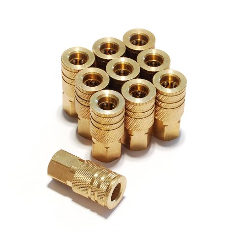 Primefit IC1414FB6-B10-P 1/4-Inch 6-Ball Brass Female Industrial Coupler Contractor Pack, 10-Piece