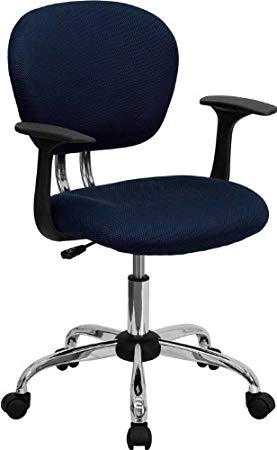 Flash Furniture Mid-Back Navy Mesh Swivel Task Chair with Chrome Base and Arms