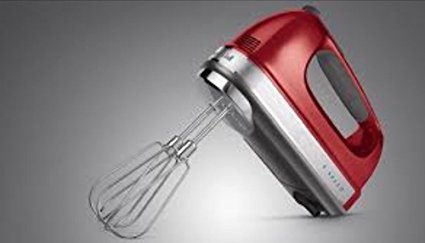 KRUPS GN4925 Quiet 10 Speed Hand Mixer with Turbo Boost Stainless Steel Accessories and Count Down Timer, Red